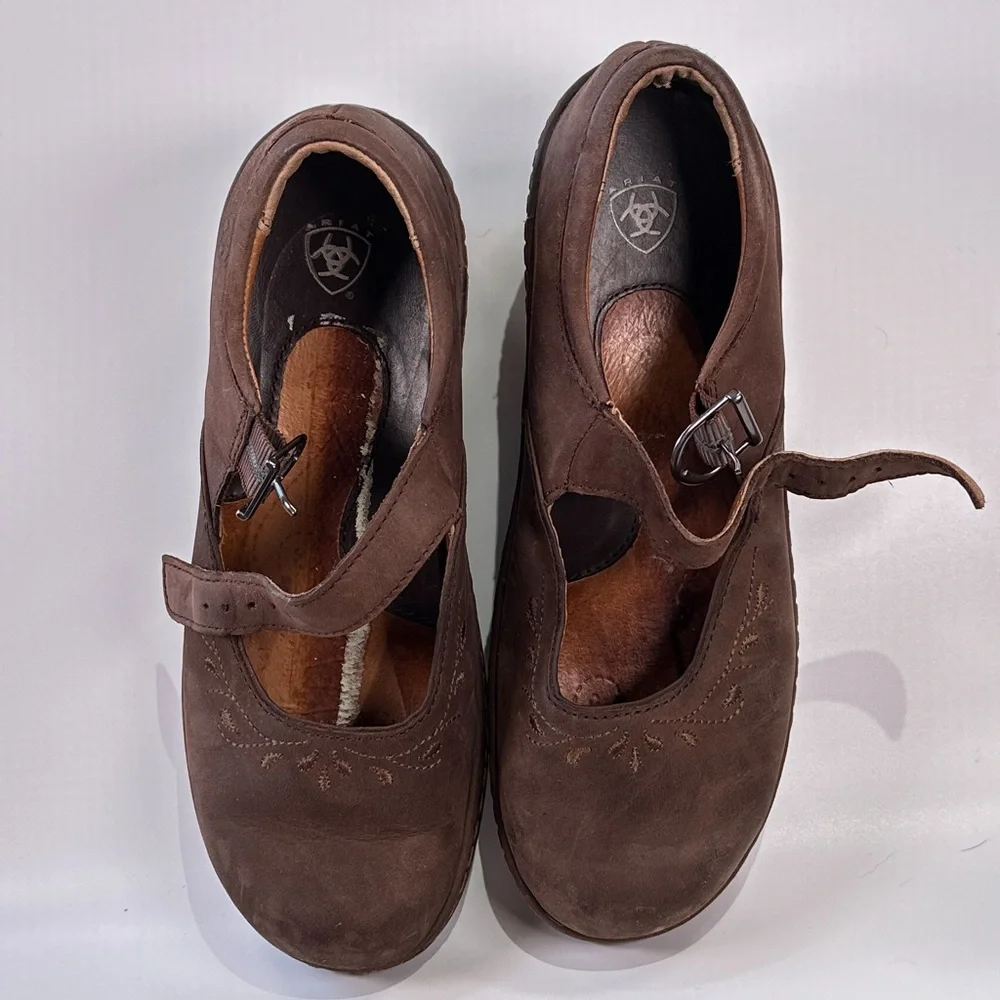 Ariat Womens Caroline Comfort Mary Jane Leather Wedge Brown 7.5 - Picture 5 of 9